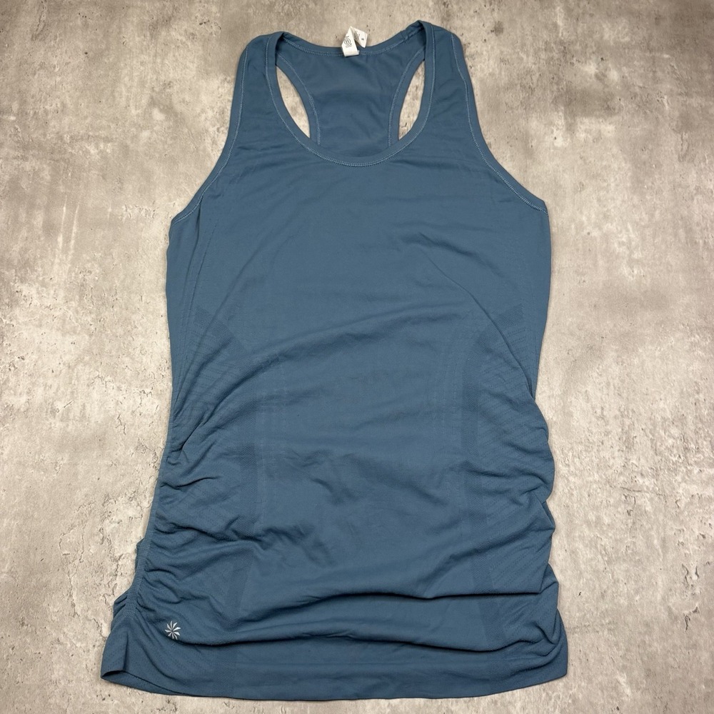 Athleta Speedlight Seamless Racerback Ruched Athletic Tank Women Small Blue